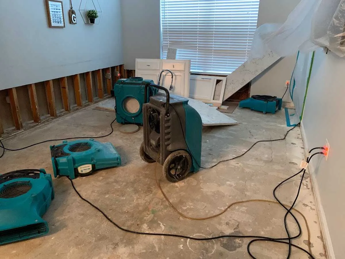 Dehumidifier in flood-cut room for Water Extraction & Removal in Dyer